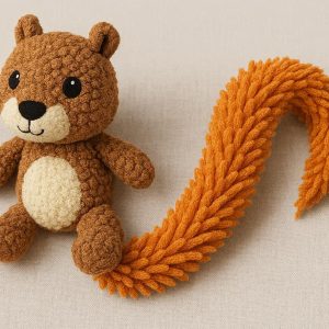 Squeaky Plush Squirrel Dog Toy Long Tails